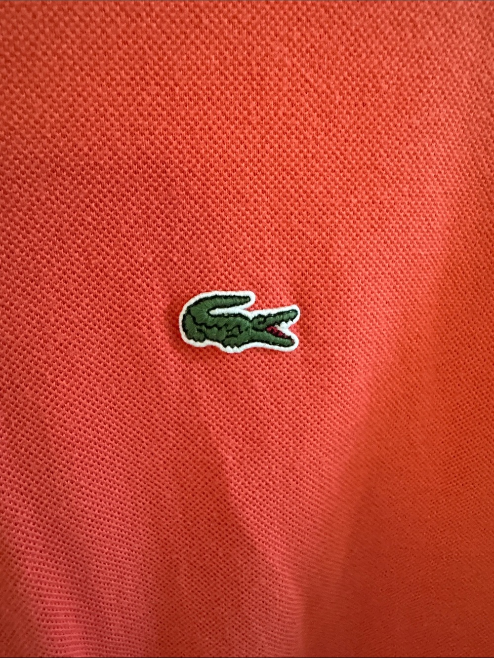 Lacoste Orange Redish Polo with Green Crocodile Logo